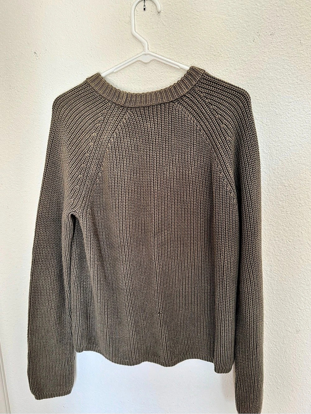 Jenni Kayne cotton fisherman Crew Neck Cotton Sweater in Olive